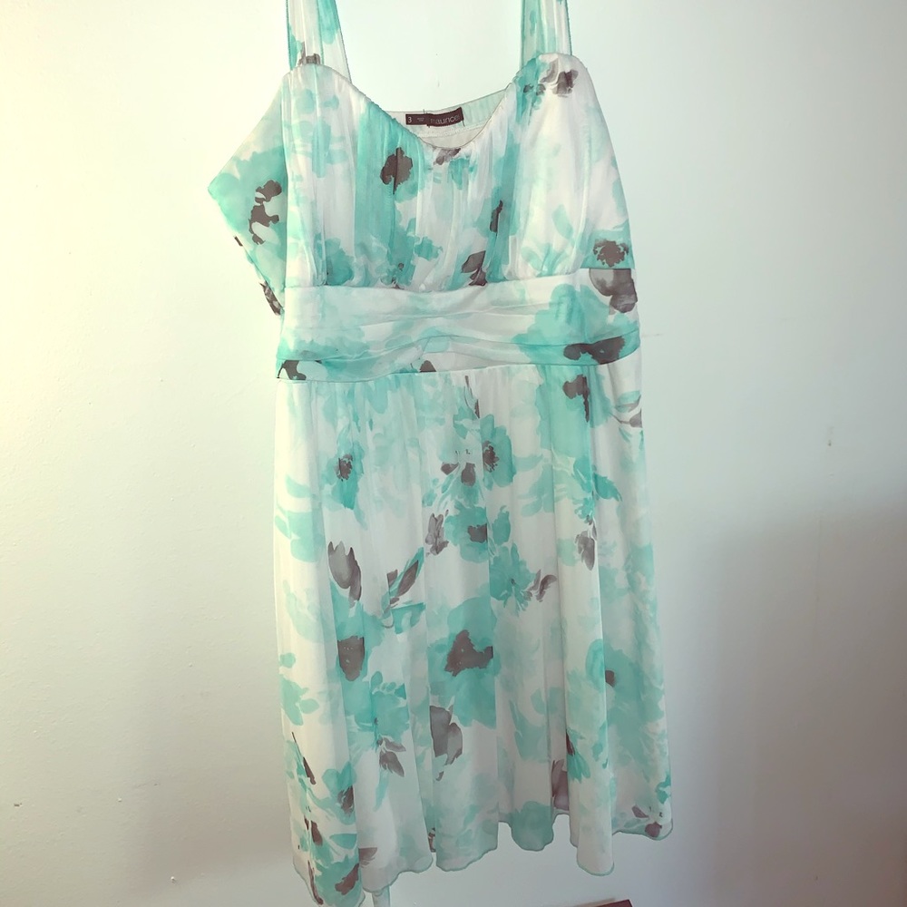 Teal and white floral dress